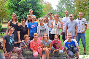 A group photo of the participants and organisers of the "Health Glows Weekend", 18th - 20th August 2017, in Novi Sad, Serbia. At the 'Health Glows Weekend', guests learn in theory and practice how to eat a raw vegan diet, exercise daily and maintain a high level of health long-term through a healthy lifestyle.
