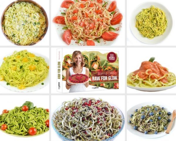 There is a whole chapter in the recipe book 'Raw for Glow' in which you will learn how to make spaghetti and various types of pasta from raw vegetables. This recipe book is available to order on the 'Health Glows' website.
