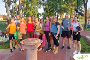 Participants go to a yoga class in nature at the 'Serbian Fruit Festival' 2023. 'Serbian Fruit Festival' - a 4-day event at which you get the opportunity to eat a raw vegan diet, exercise and get professional education on a raw diet and natural health.